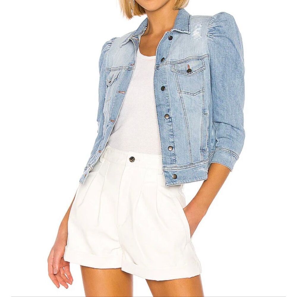 NWT Retrofete Revovle Ada Jacket Light Blue Denim Crop Jean Jacket Women's XS